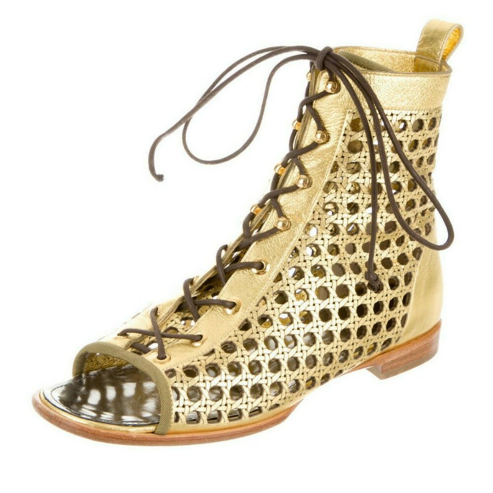 $1200 PROENZA SCHOULER "Lattice" Laser Cut GENUINE LEATHER BOOTIES** 10